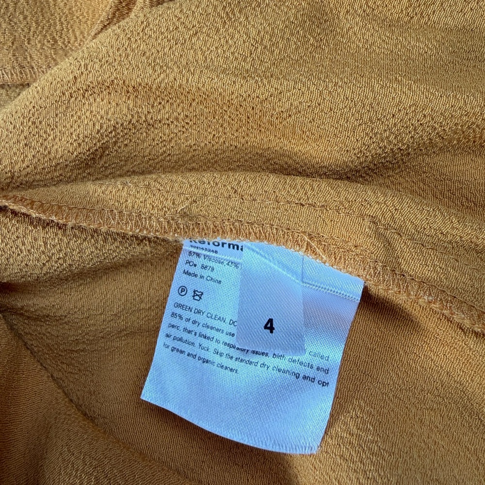 Reformation Mustard Tie-Shoulder Mid Dress - Picture 10 of 10